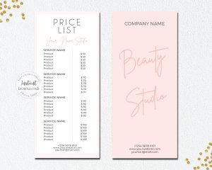 SunRayArt Designs - Price List Editable Template, Printable Price Guide.