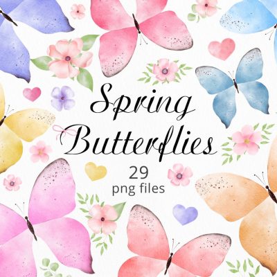 spring-butterflies-watercolor-clipart