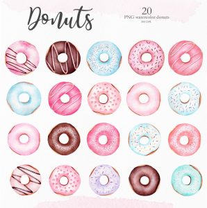 watercolor-donut