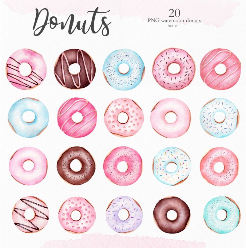 watercolor-donut