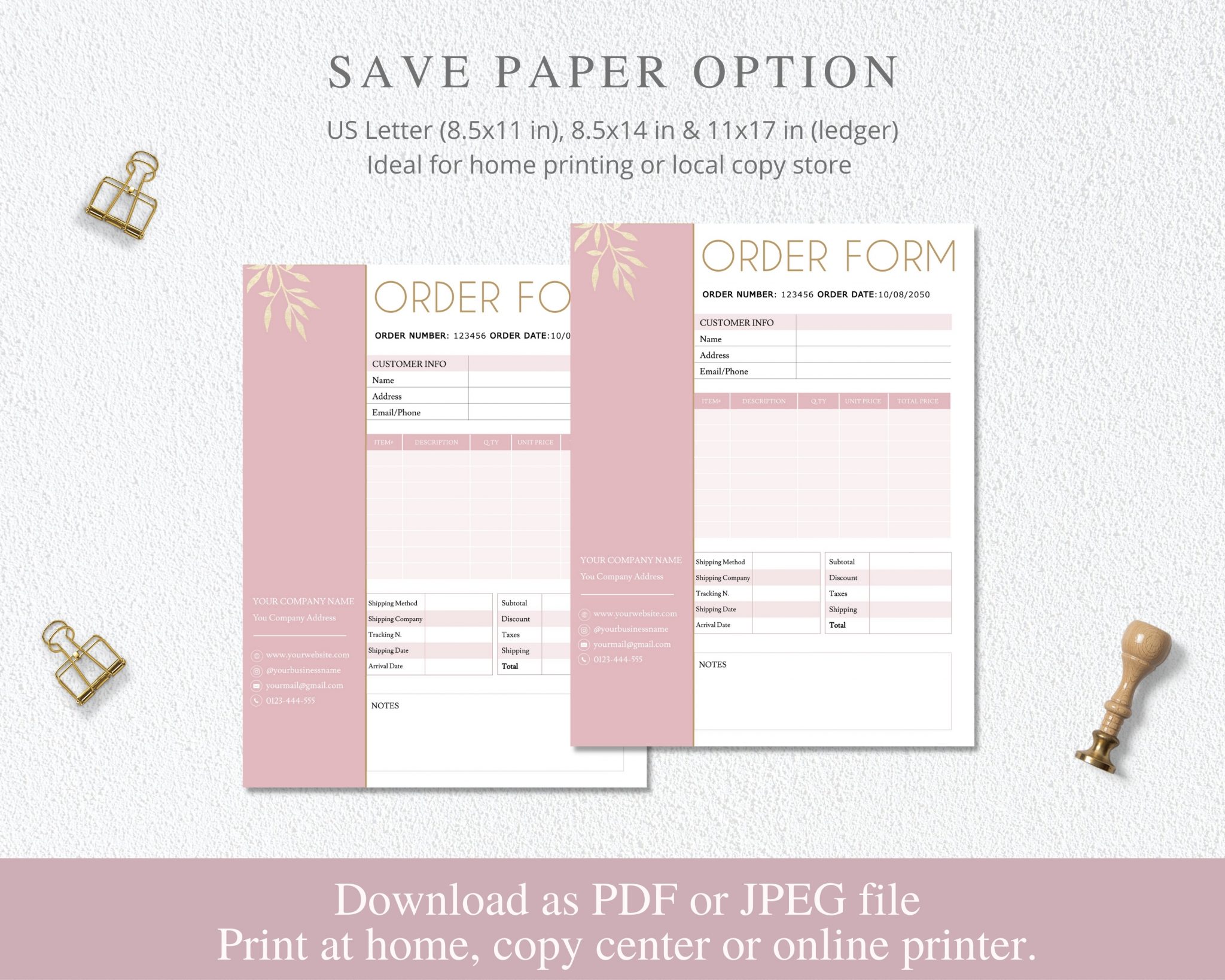 SunRayArt Designs - Custom Order Form Template, Editable Forms