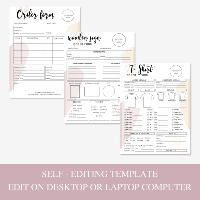 16 Editable Order Form Bundle, Canva Template For Small Business