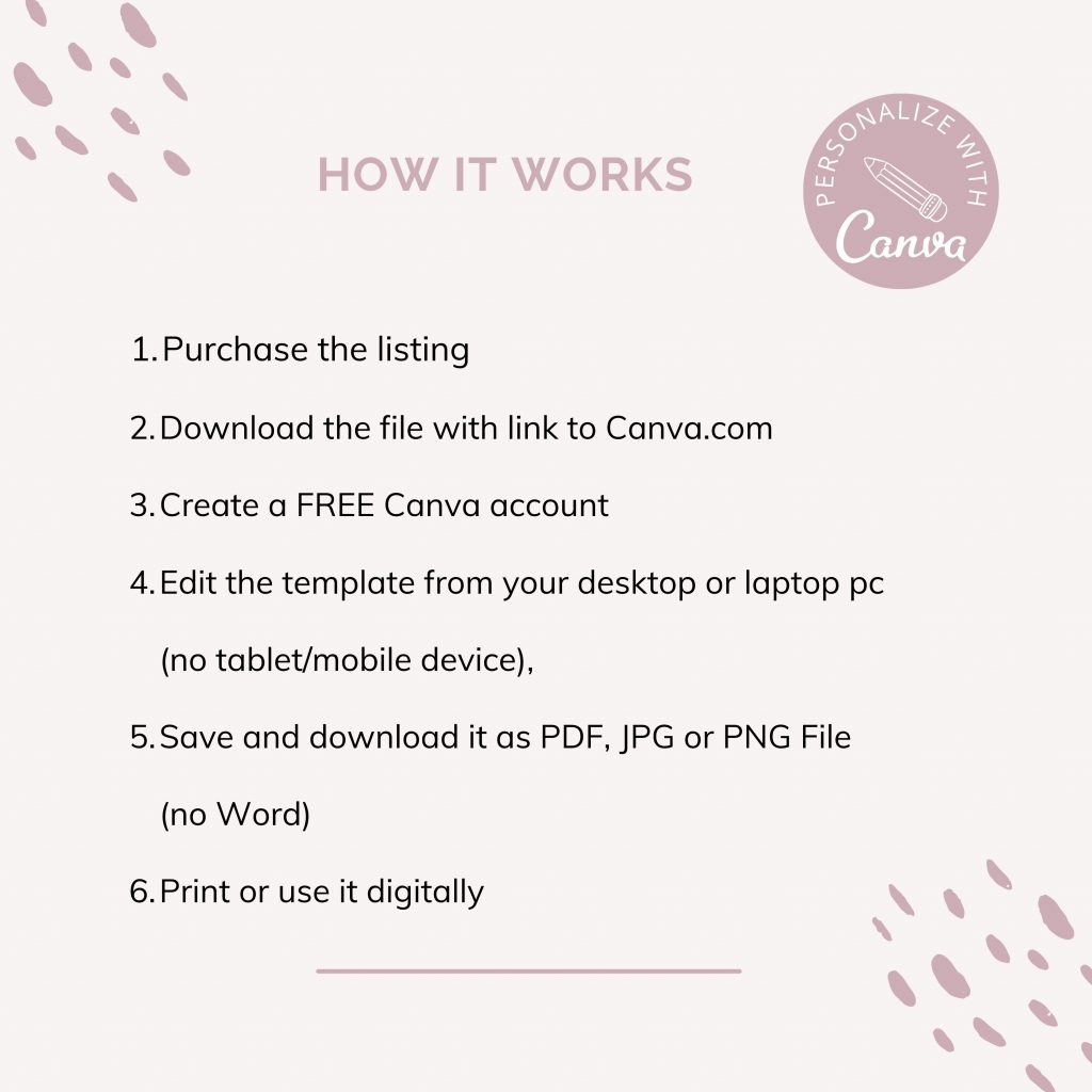 Order from canva template