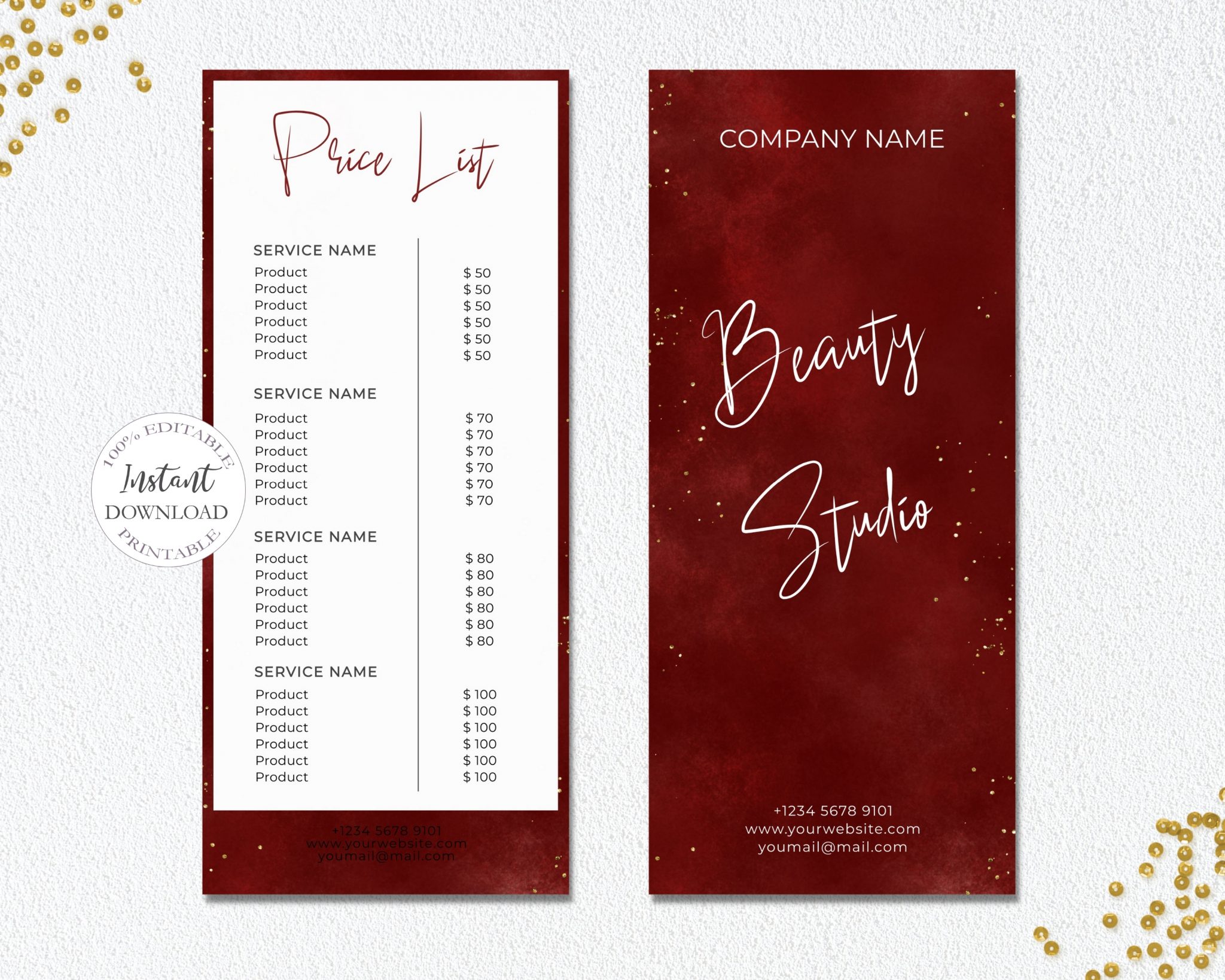 SunRayArt Designs - Price List Template, Editable Price Sheet