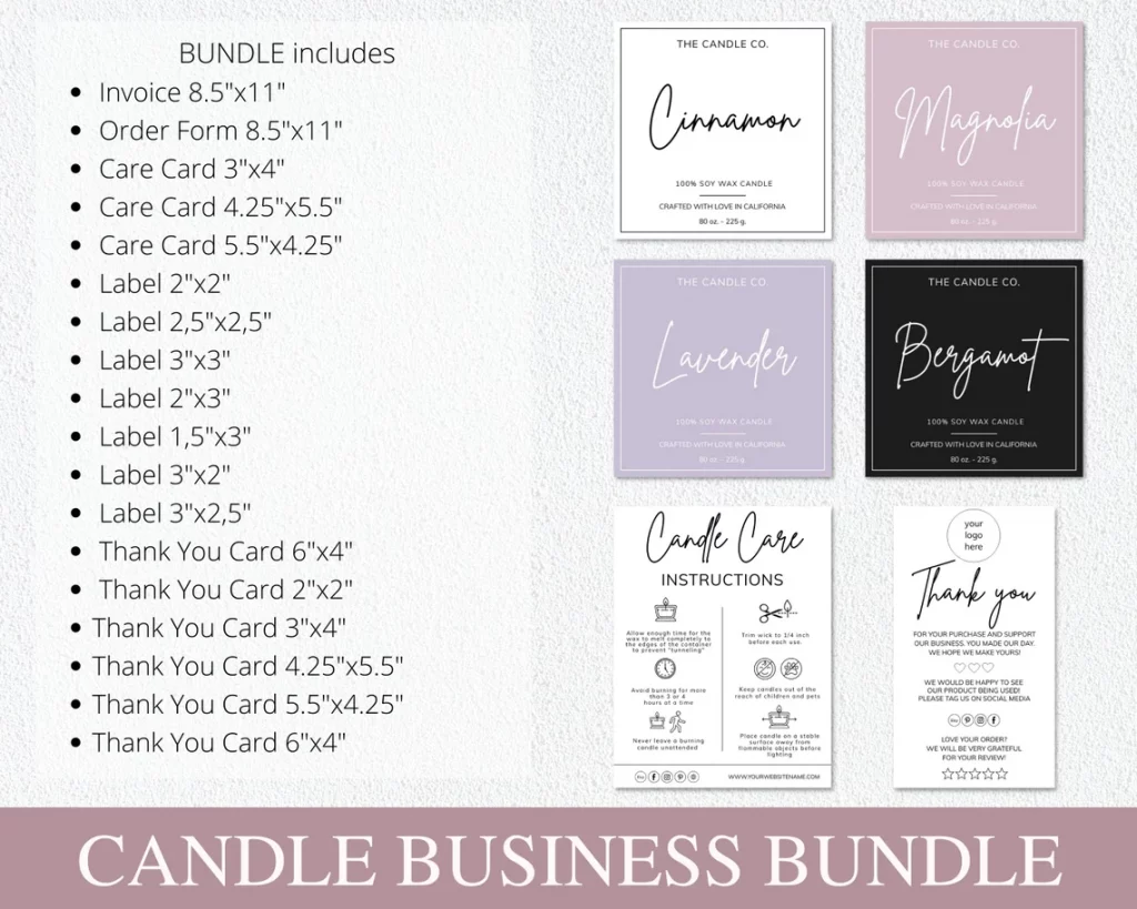 Candle order form canva template