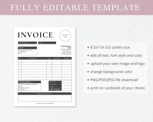 invoice canva template editable