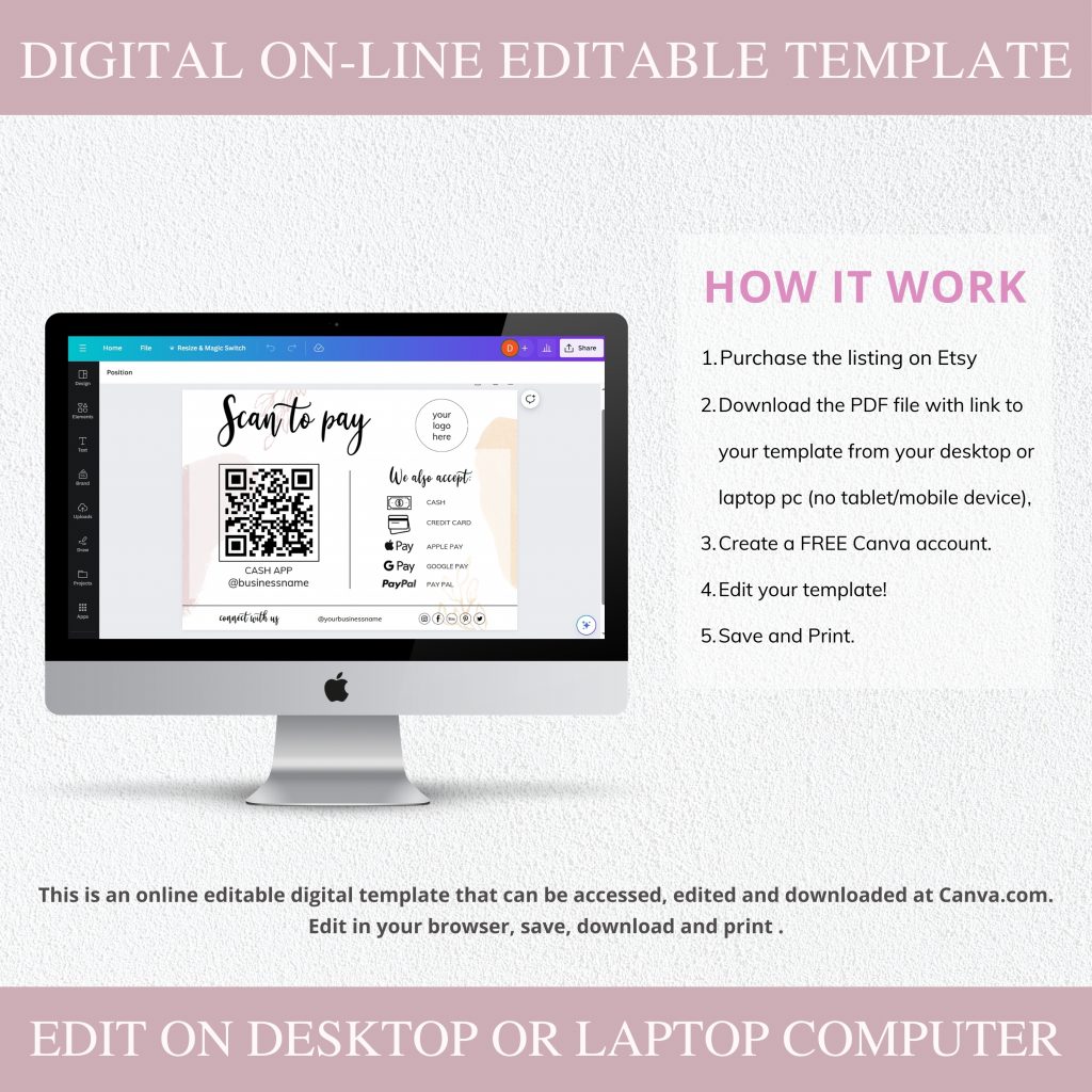 scan to pay canva editable template