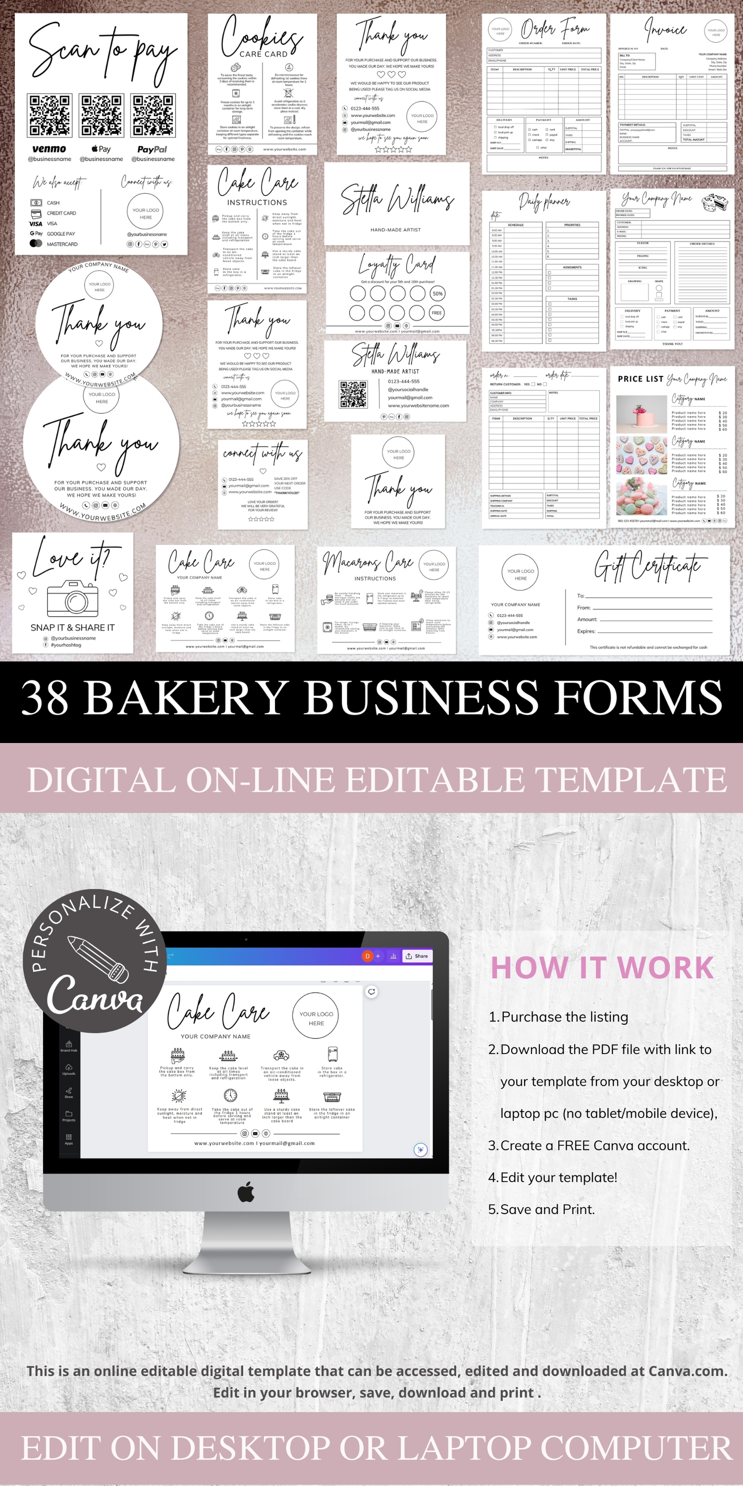 cake business bundle, canva template