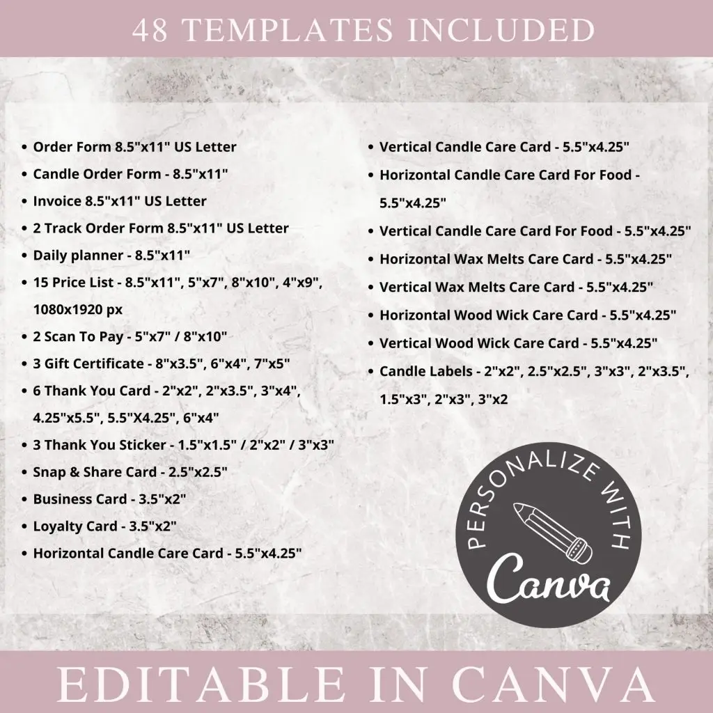 candle business bundle, canva template