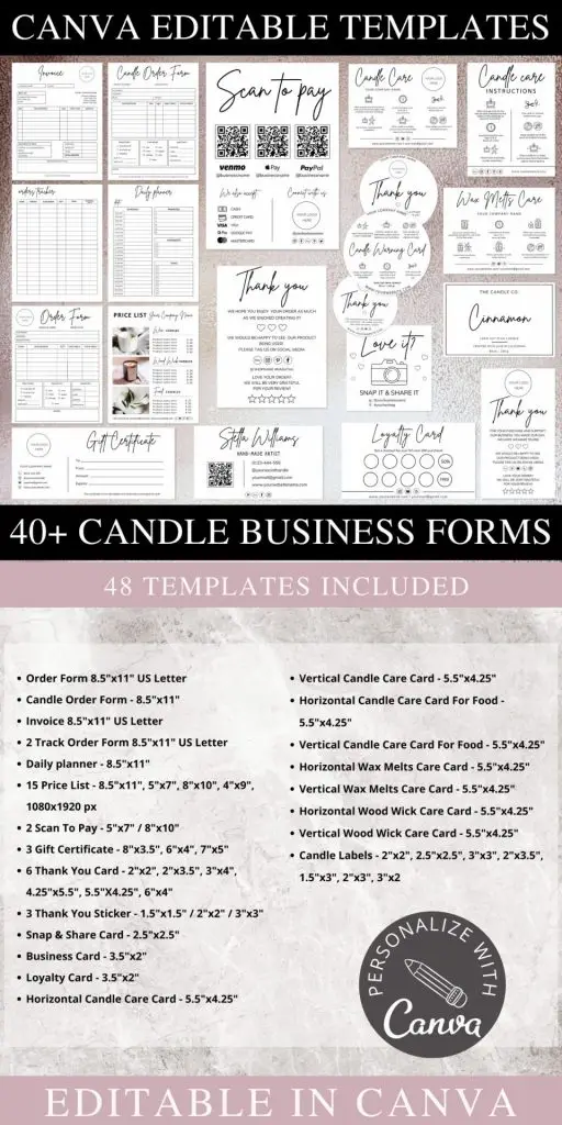 candle business bundle, canva template