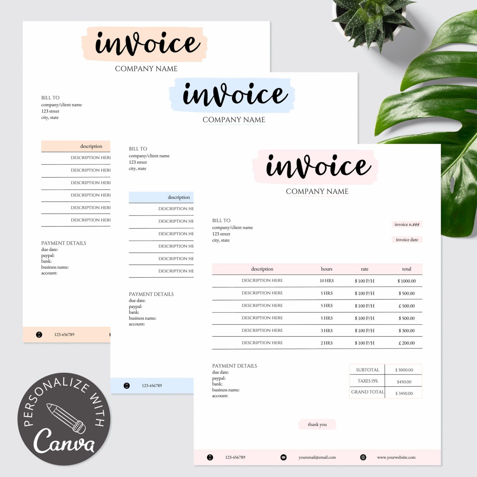 Invoice Continue Invoice Template Printable I Canva Template
