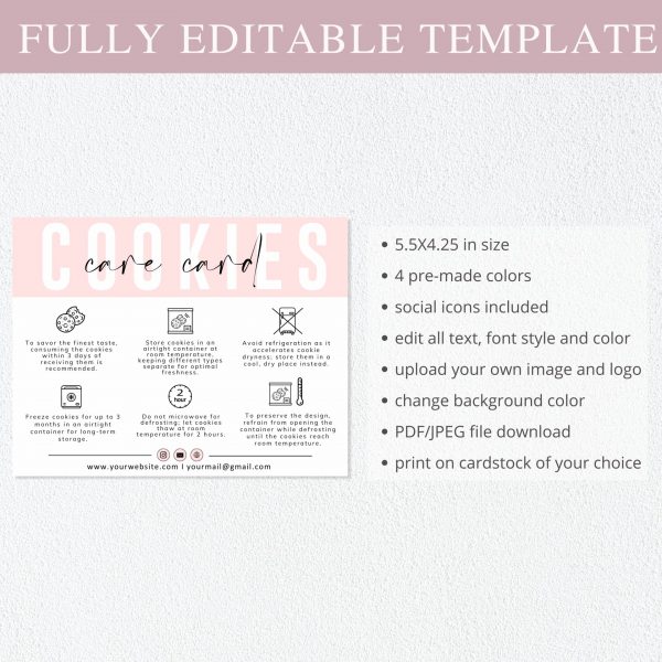 cookies care card canva template