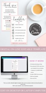 tumbler care card canva template