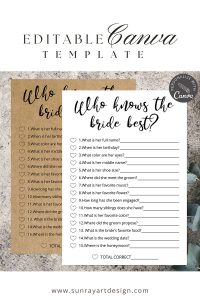 bridal shower game, who knows the bride best