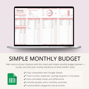 monthly budget google sheets planner